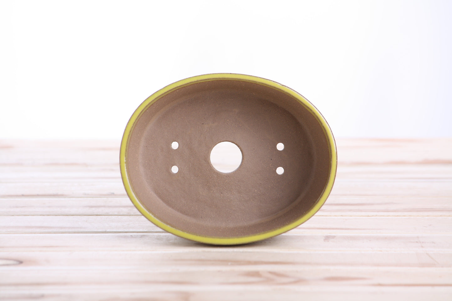 Willow Bonsai Ceramics Oval A Bonsai Pot 6 Inch – Straight‑Sided Oval Ceramic Bonsai & Succulent Planter, High‑Fired Frost‑Proof Stoneware with Drainage & Wiring Holes, Handmade in USA (Yellow)