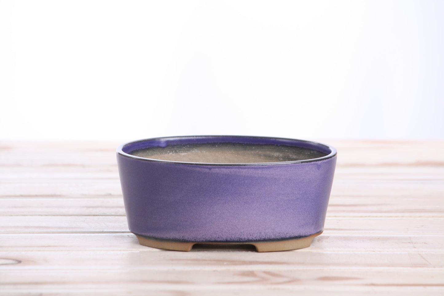 Willow Bonsai Ceramics Oval A Bonsai Pot 6 Inch – Straight‑Sided Oval Ceramic Bonsai & Succulent Planter, High‑Fired Frost‑Proof Stoneware with Drainage & Wiring Holes, Handmade in USA (Purple)