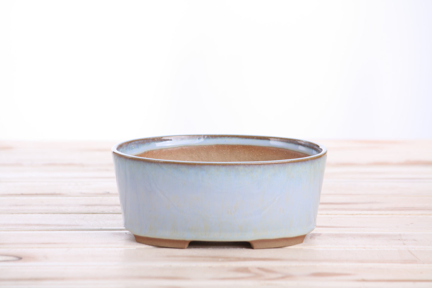 Willow Bonsai Ceramics Oval A Bonsai Pot 6 Inch – Straight‑Sided Oval Ceramic Bonsai & Succulent Planter, High‑Fired Frost‑Proof Stoneware with Drainage & Wiring Holes, Handmade in USA (Glacier)