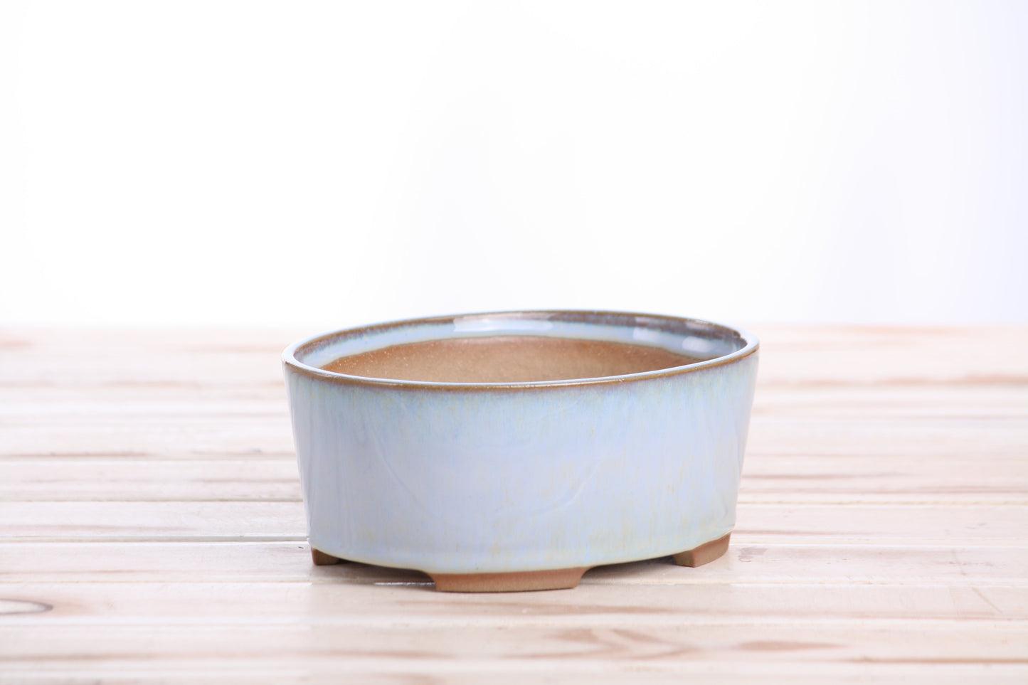 Willow Bonsai Ceramics Oval A Bonsai Pot 6 Inch – Straight‑Sided Oval Ceramic Bonsai & Succulent Planter, High‑Fired Frost‑Proof Stoneware with Drainage & Wiring Holes, Handmade in USA (Glacier)