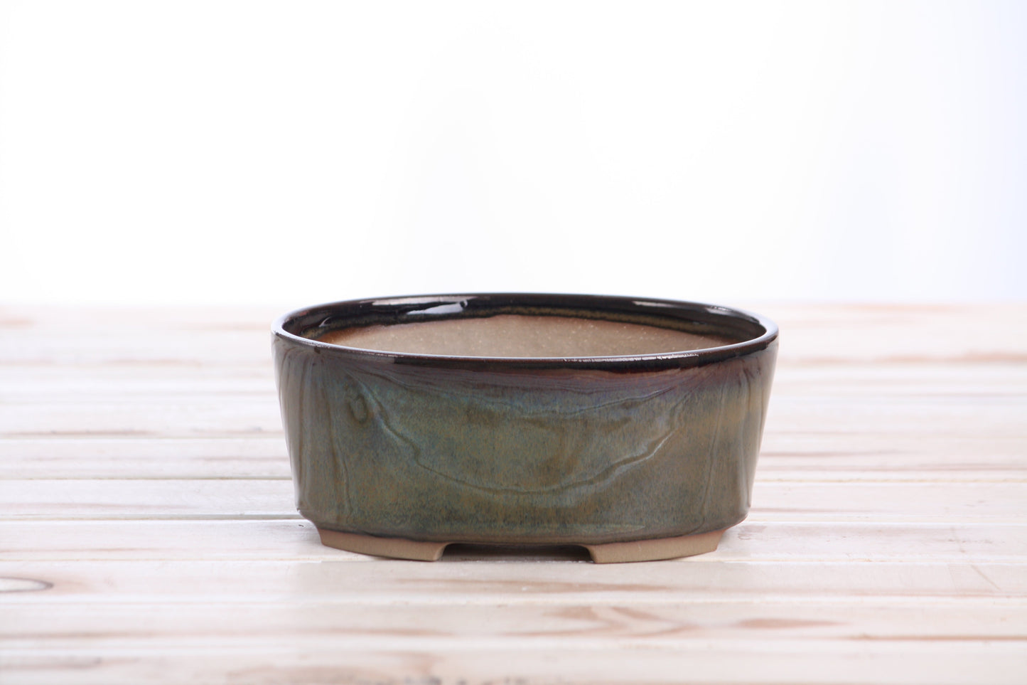 Willow Bonsai Ceramics Oval A Bonsai Pot 6 Inch – Straight‑Sided Oval Ceramic Bonsai & Succulent Planter, High‑Fired Frost‑Proof Stoneware with Drainage & Wiring Holes, Handmade in USA (Dark Honey)