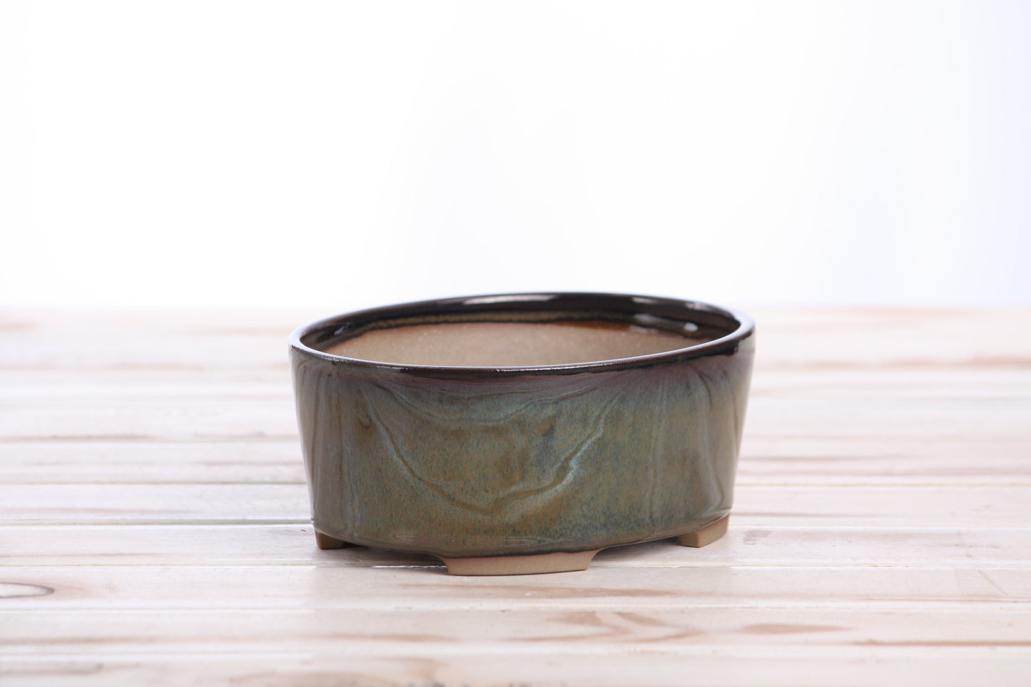 Willow Bonsai Ceramics Oval A Bonsai Pot 6 Inch – Straight‑Sided Oval Ceramic Bonsai & Succulent Planter, High‑Fired Frost‑Proof Stoneware with Drainage & Wiring Holes, Handmade in USA (Dark Honey)