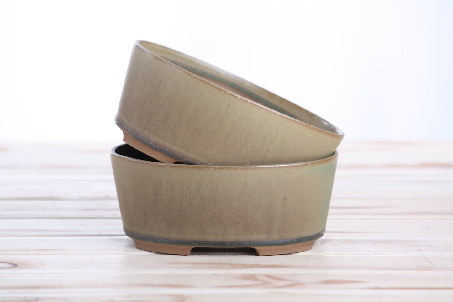 Willow Bonsai Ceramics Oval A Bonsai Pot 6 Inch – Straight‑Sided Oval Ceramic Bonsai & Succulent Planter, High‑Fired Frost‑Proof Stoneware with Drainage & Wiring Holes, Handmade in USA (Speckled Moss)