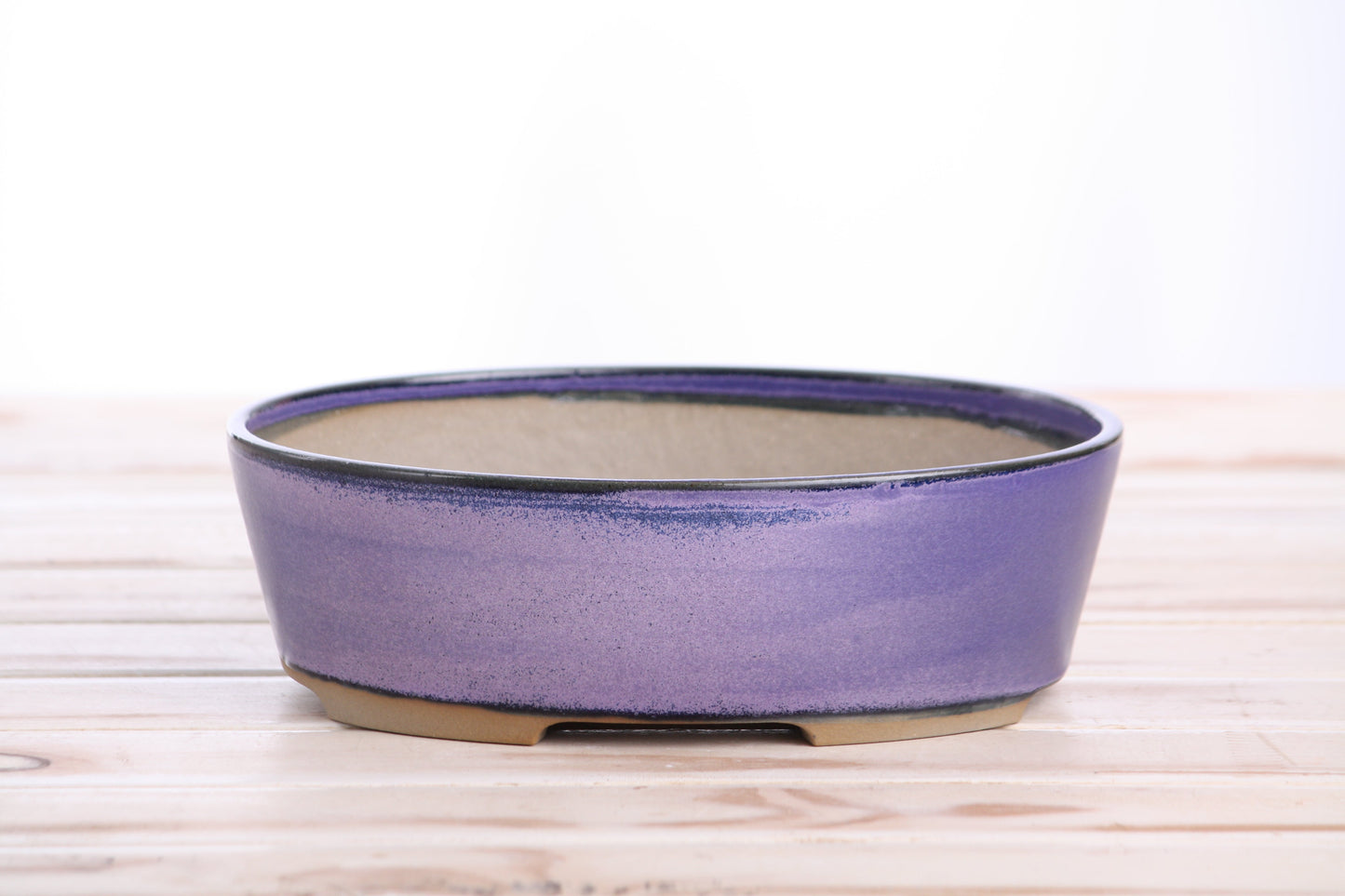 Willow Bonsai Ceramics Oval A Bonsai Pot 8 Inch – Straight‑Sided Oval Ceramic Bonsai & Succulent Planter, High‑Fired Frost‑Proof Stoneware with Drainage & Wiring Holes, Handmade in USA (Purple)