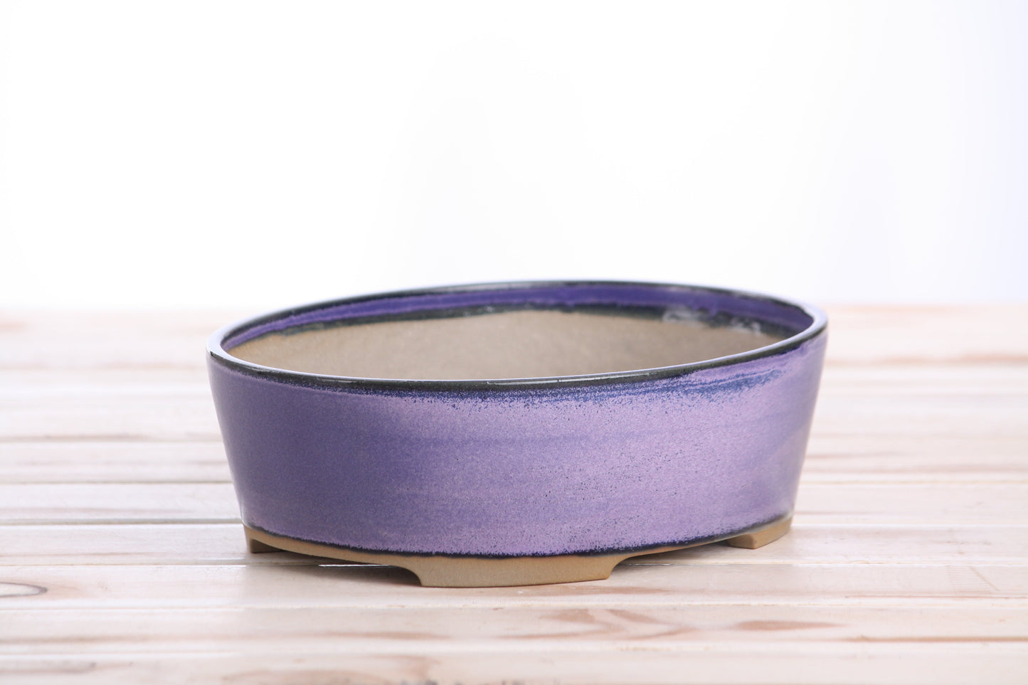 Willow Bonsai Ceramics Oval A Bonsai Pot 8 Inch – Straight‑Sided Oval Ceramic Bonsai & Succulent Planter, High‑Fired Frost‑Proof Stoneware with Drainage & Wiring Holes, Handmade in USA (Purple)