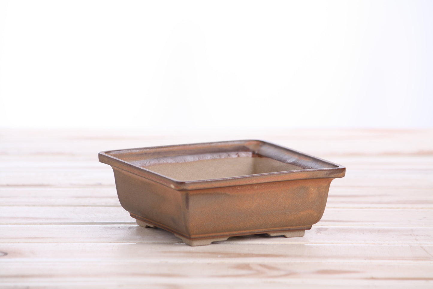 Willow Bonsai Ceramics Square Bonsai Pot 5 Inch – Low‑Profile Square Ceramic Bonsai & Succulent Planter with Accentuated Rim, High‑Fired Frost‑Proof Stoneware, Handmade in USA (Deep Stone)