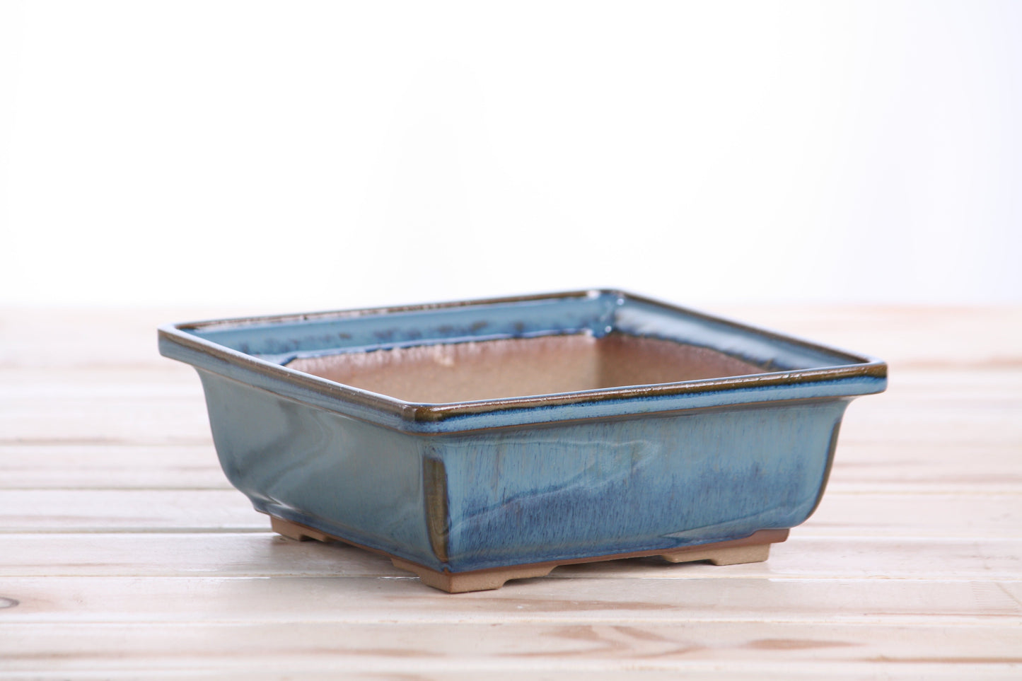 Willow Bonsai Ceramics Square Bonsai Pot 6 Inch – Low‑Profile Square Ceramic Bonsai & Succulent Planter with Accentuated Rim, High‑Fired Frost‑Proof Stoneware, Handmade in USA (Peacock 2025)
