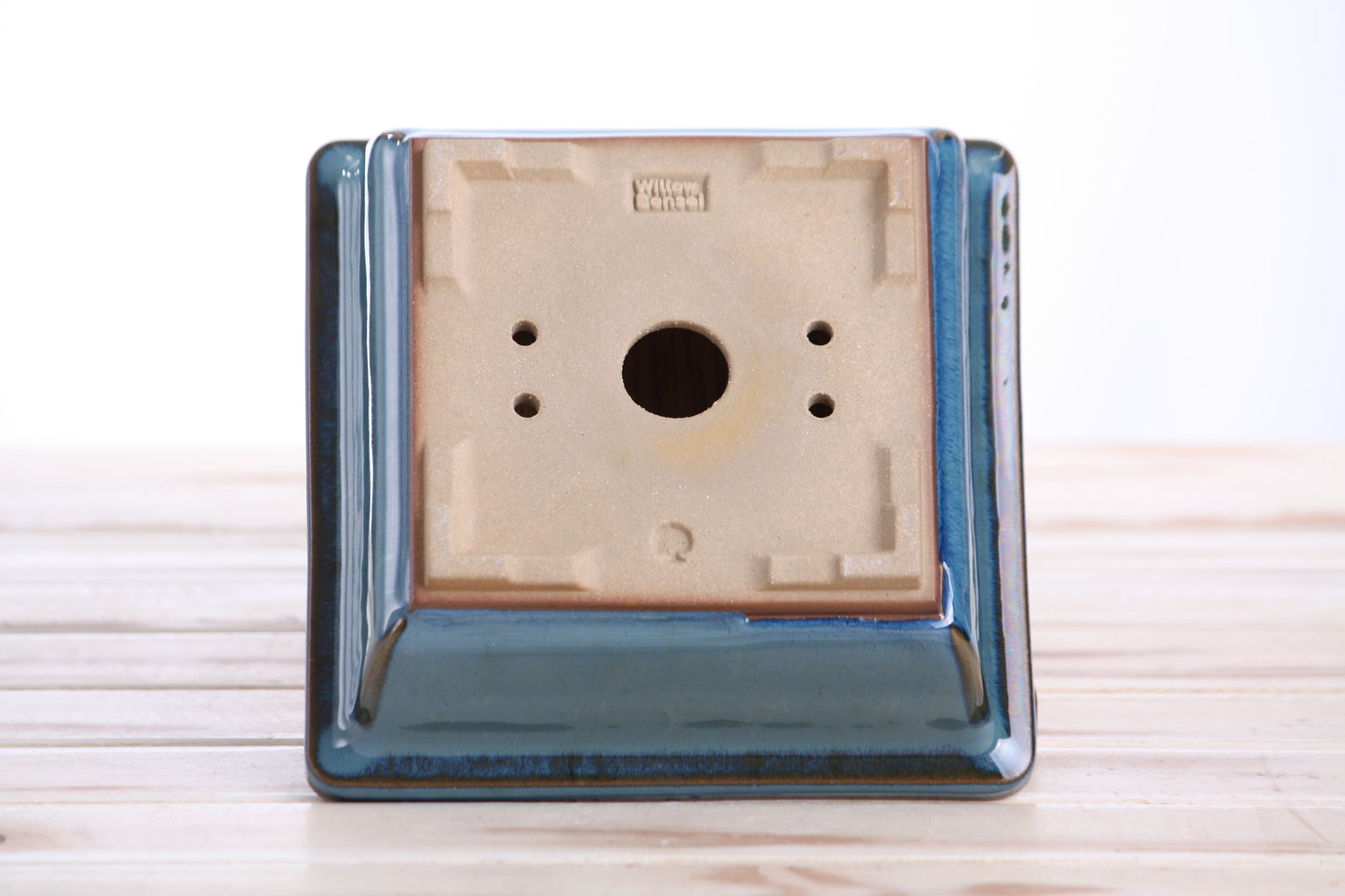 Willow Bonsai Ceramics Square Bonsai Pot 6 Inch – Low‑Profile Square Ceramic Bonsai & Succulent Planter with Accentuated Rim, High‑Fired Frost‑Proof Stoneware, Handmade in USA (Peacock 2025)