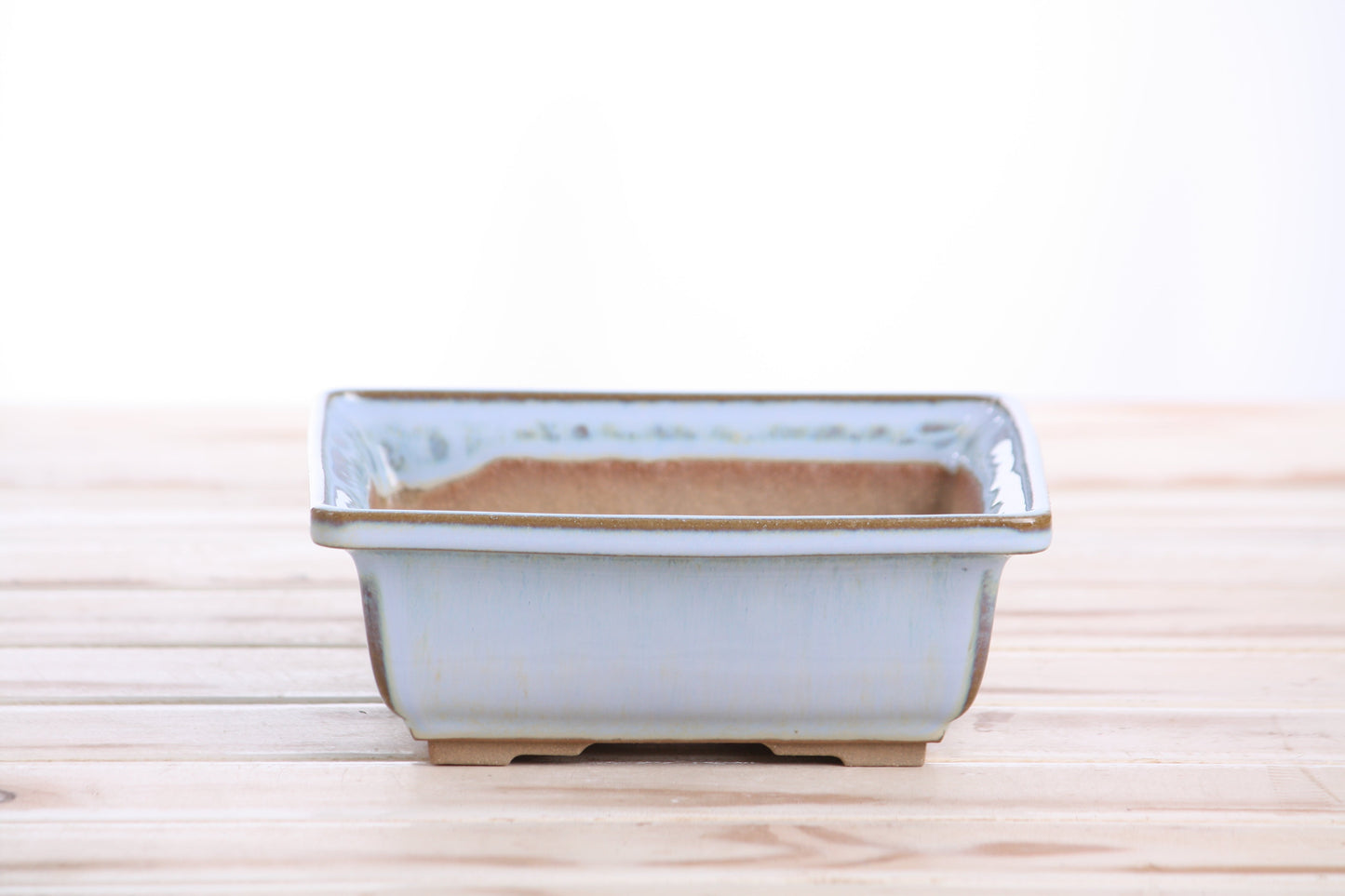 Willow Bonsai Ceramics Square Bonsai Pot 6 Inch – Low‑Profile Square Ceramic Bonsai & Succulent Planter with Accentuated Rim, High‑Fired Frost‑Proof Stoneware, Handmade in USA (Glacier)