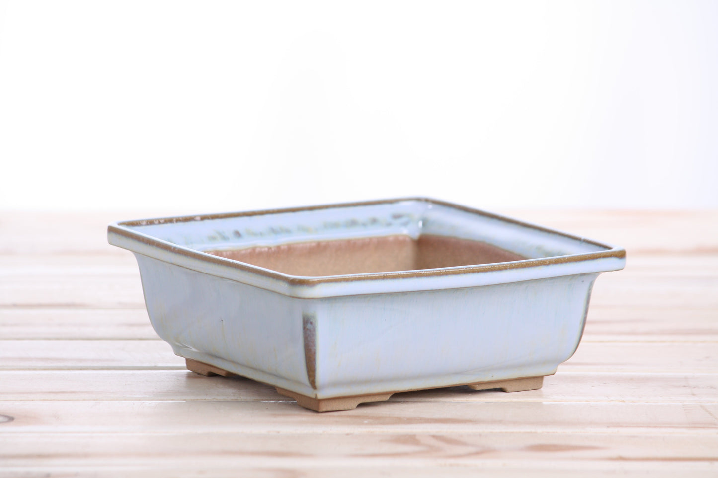 Willow Bonsai Ceramics Square Bonsai Pot 6 Inch – Low‑Profile Square Ceramic Bonsai & Succulent Planter with Accentuated Rim, High‑Fired Frost‑Proof Stoneware, Handmade in USA (Glacier)