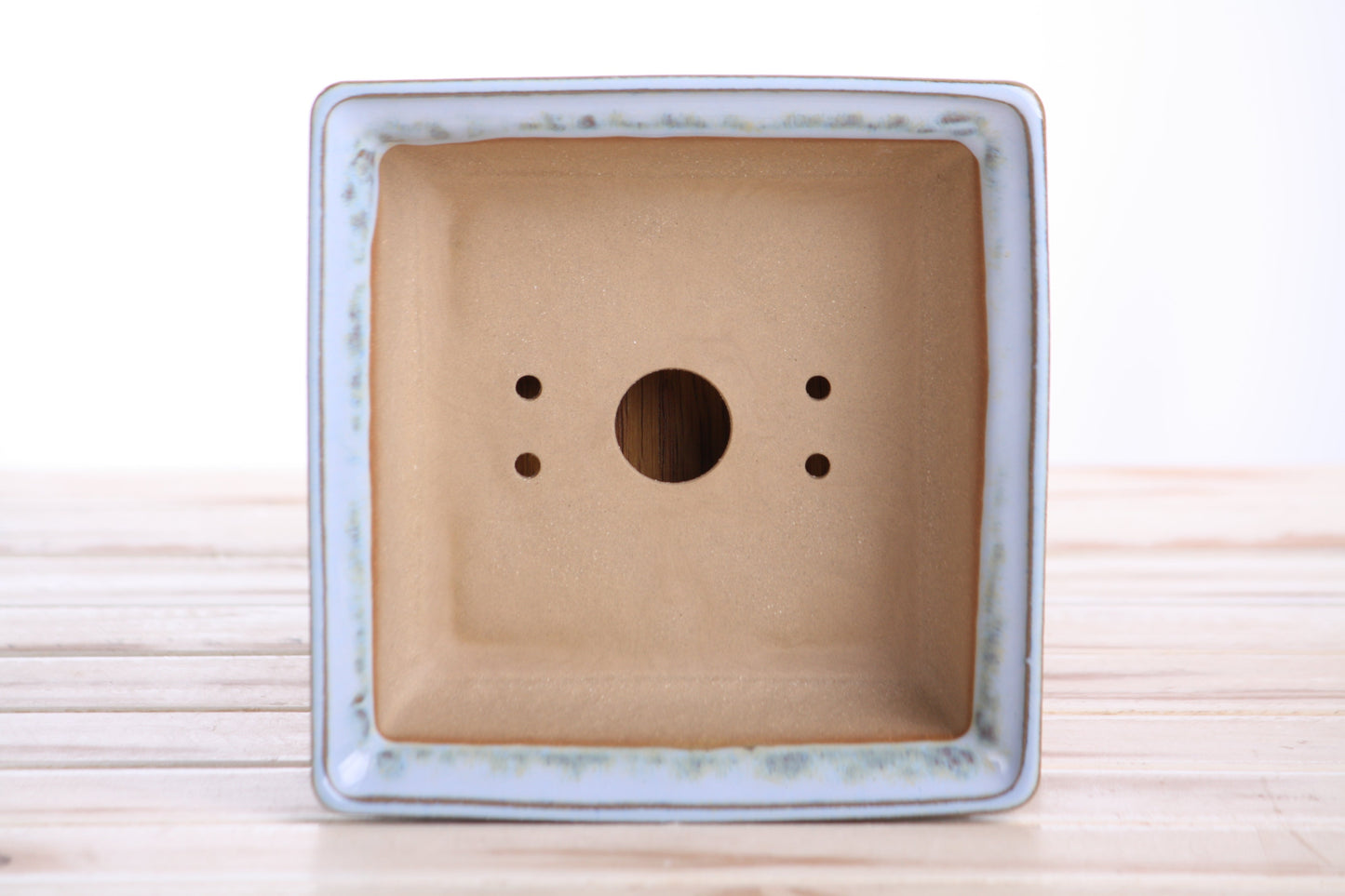 Willow Bonsai Ceramics Square Bonsai Pot 6 Inch – Low‑Profile Square Ceramic Bonsai & Succulent Planter with Accentuated Rim, High‑Fired Frost‑Proof Stoneware, Handmade in USA (Glacier)