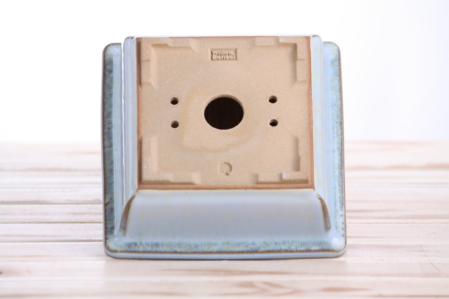 Willow Bonsai Ceramics Square Bonsai Pot 6 Inch – Low‑Profile Square Ceramic Bonsai & Succulent Planter with Accentuated Rim, High‑Fired Frost‑Proof Stoneware, Handmade in USA (Glacier)