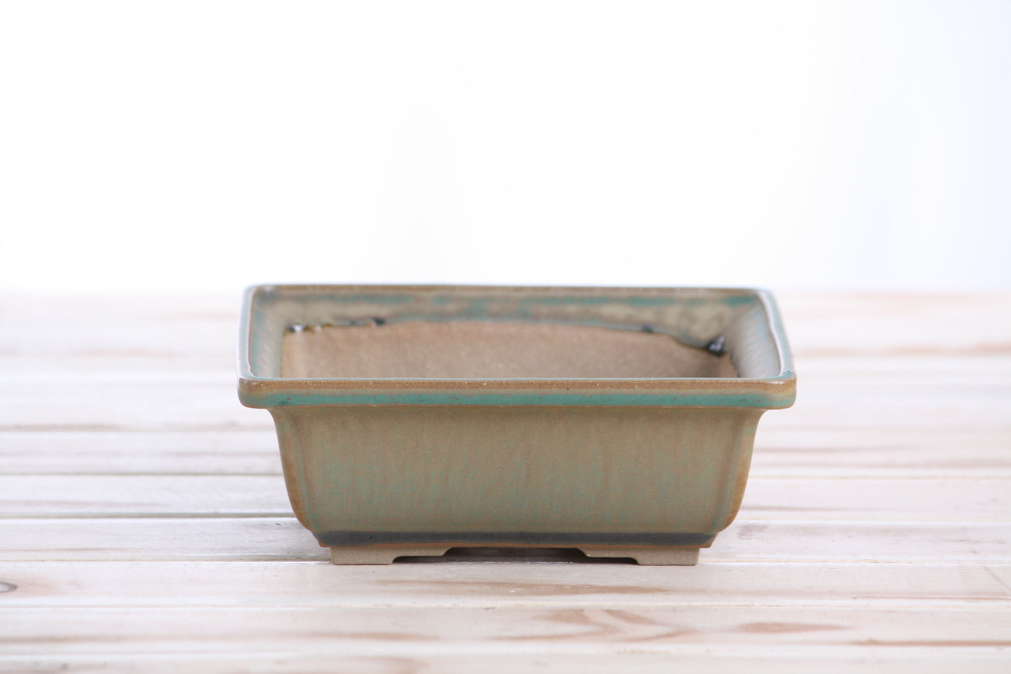 Willow Bonsai Ceramics Square Bonsai Pot 6 Inch – Low‑Profile Square Ceramic Bonsai & Succulent Planter with Accentuated Rim, High‑Fired Frost‑Proof Stoneware, Handmade in USA (Speckled Moss)
