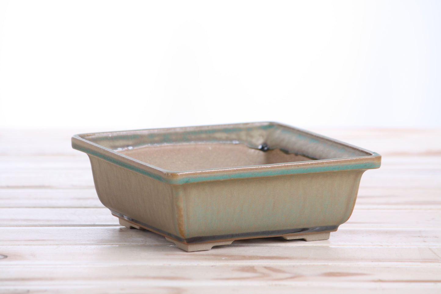 Willow Bonsai Ceramics Square Bonsai Pot 6 Inch – Low‑Profile Square Ceramic Bonsai & Succulent Planter with Accentuated Rim, High‑Fired Frost‑Proof Stoneware, Handmade in USA (Speckled Moss)