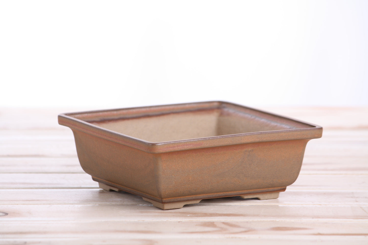 Willow Bonsai Ceramics Square Bonsai Pot 6 Inch – Low‑Profile Square Ceramic Bonsai & Succulent Planter with Accentuated Rim, High‑Fired Frost‑Proof Stoneware, Handmade in USA (Deep Stone)