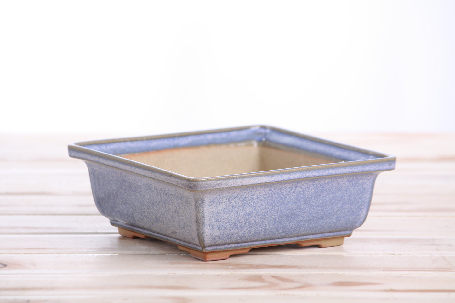 Willow Bonsai Ceramics Square Bonsai Pot 6 Inch – Low‑Profile Square Ceramic Bonsai & Succulent Planter with Accentuated Rim, High‑Fired Frost‑Proof Stoneware, Handmade in USA (Denim)