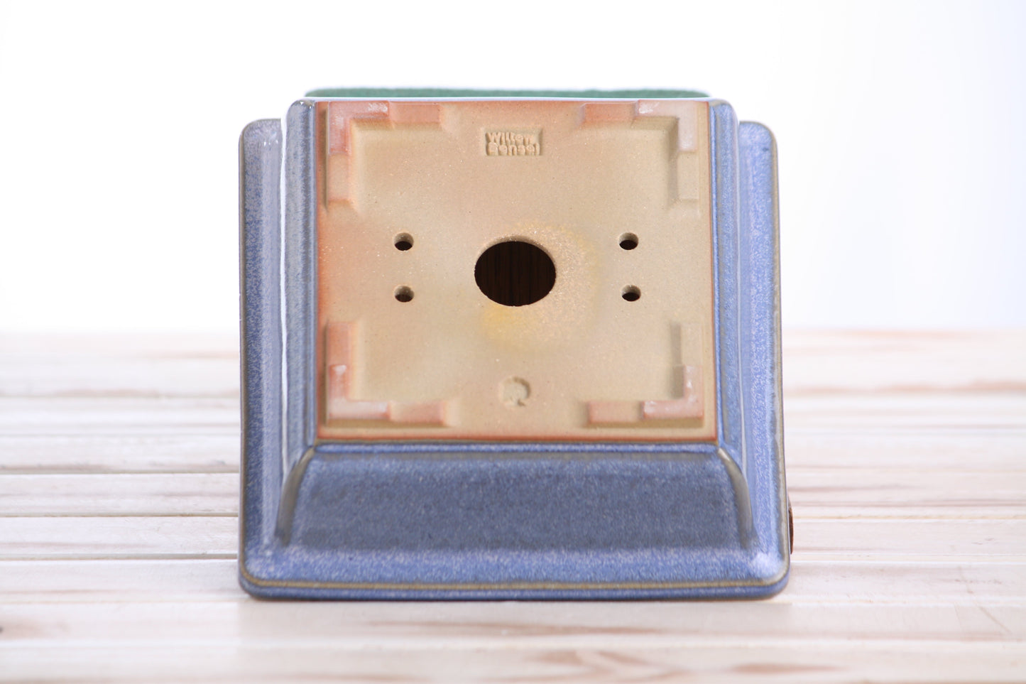 Willow Bonsai Ceramics Square Bonsai Pot 6 Inch – Low‑Profile Square Ceramic Bonsai & Succulent Planter with Accentuated Rim, High‑Fired Frost‑Proof Stoneware, Handmade in USA (Denim)