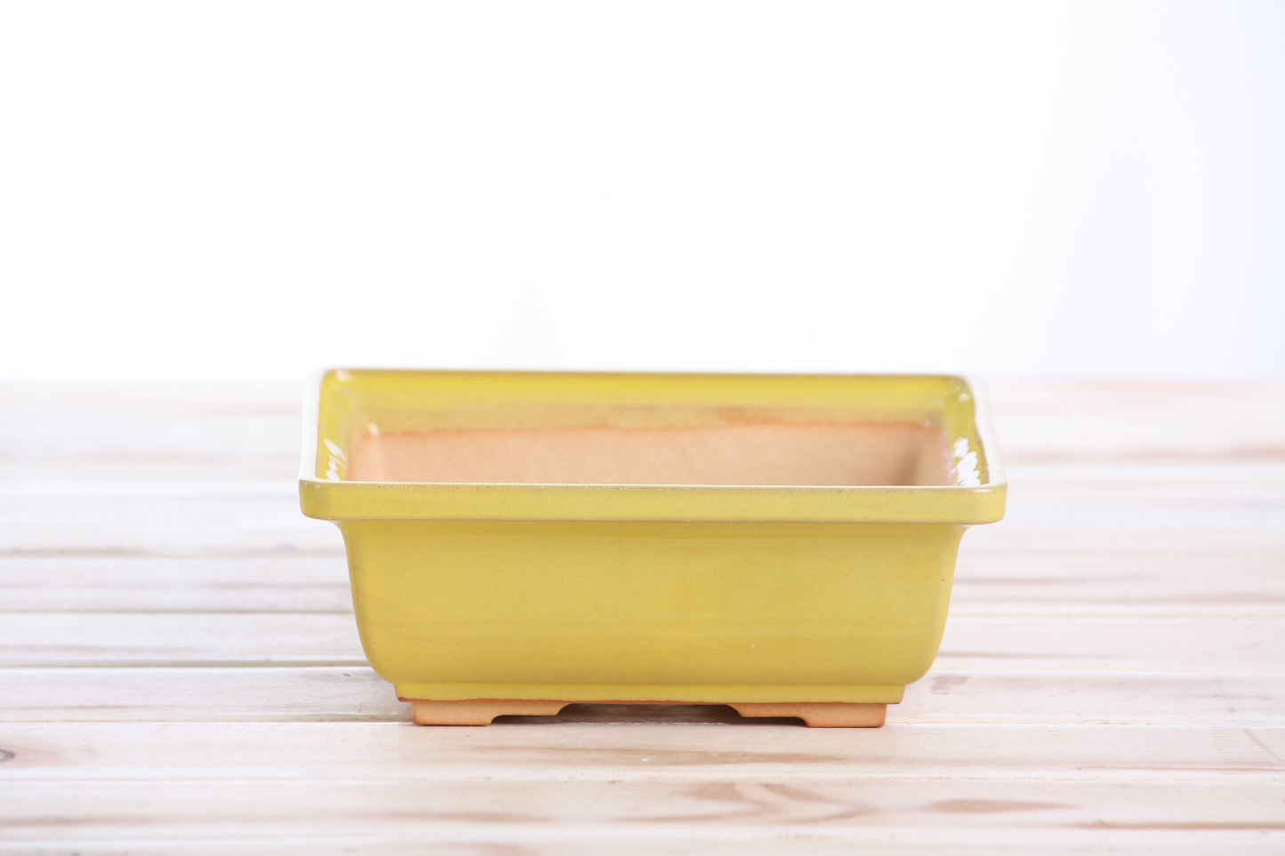 Willow Bonsai Ceramics Square Bonsai Pot 6 Inch – Low‑Profile Square Ceramic Bonsai & Succulent Planter with Accentuated Rim, High‑Fired Frost‑Proof Stoneware, Handmade in USA (Yellow)