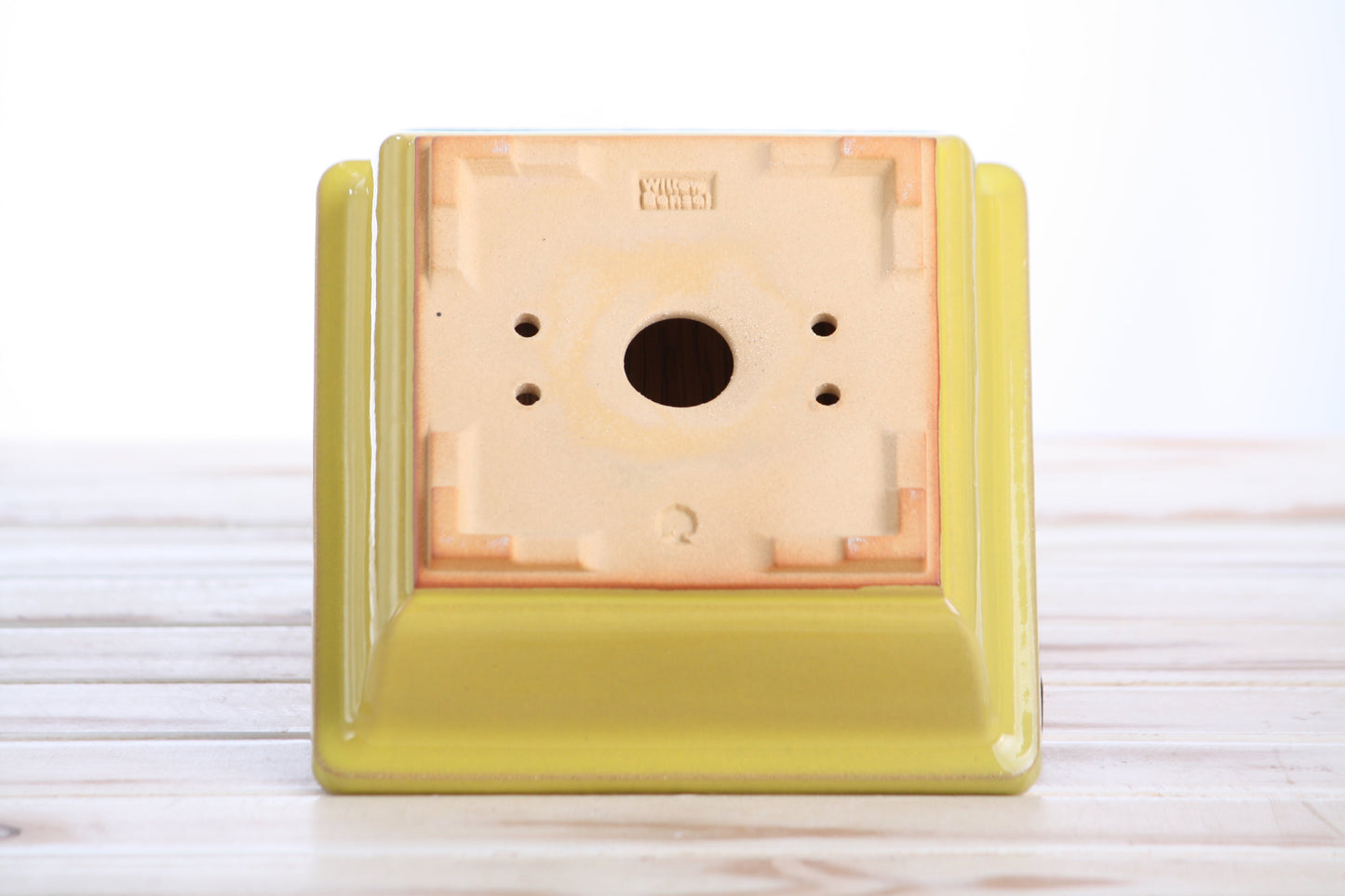 Willow Bonsai Ceramics Square Bonsai Pot 6 Inch – Low‑Profile Square Ceramic Bonsai & Succulent Planter with Accentuated Rim, High‑Fired Frost‑Proof Stoneware, Handmade in USA (Yellow)