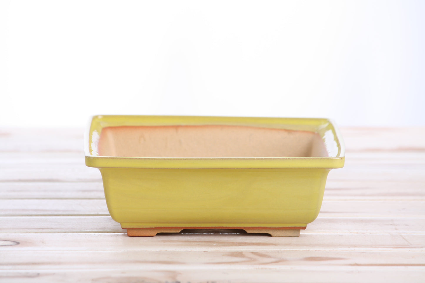 Willow Bonsai Ceramics Square Bonsai Pot 7 Inch – Low‑Profile Square Ceramic Bonsai & Succulent Planter with Accentuated Rim, High‑Fired Frost‑Proof Stoneware, Handmade in USA (Yellow)