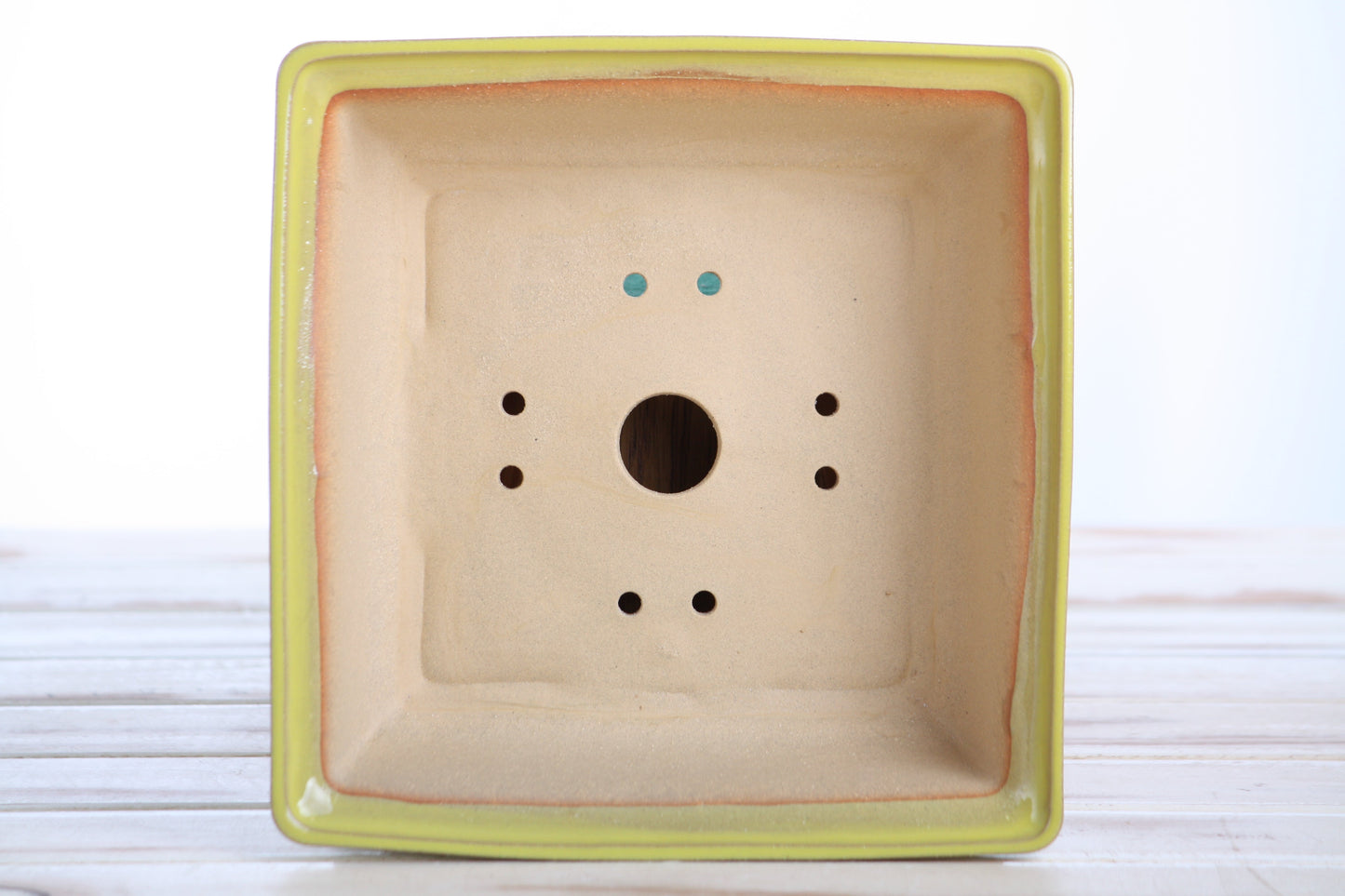 Willow Bonsai Ceramics Square Bonsai Pot 7 Inch – Low‑Profile Square Ceramic Bonsai & Succulent Planter with Accentuated Rim, High‑Fired Frost‑Proof Stoneware, Handmade in USA (Yellow)