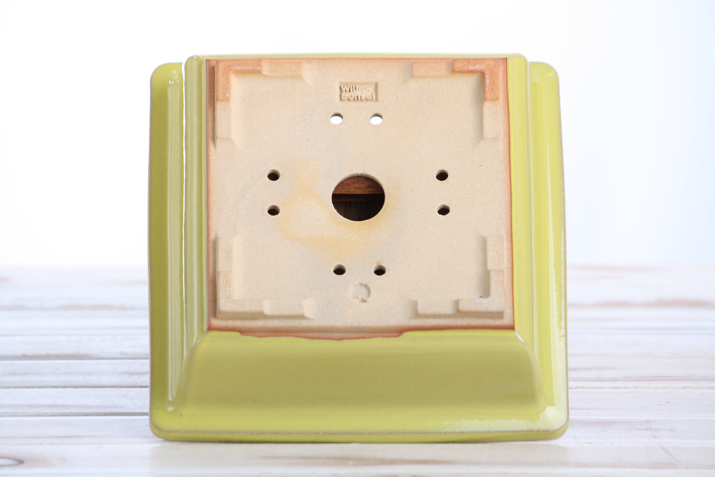 Willow Bonsai Ceramics Square Bonsai Pot 7 Inch – Low‑Profile Square Ceramic Bonsai & Succulent Planter with Accentuated Rim, High‑Fired Frost‑Proof Stoneware, Handmade in USA (Yellow)