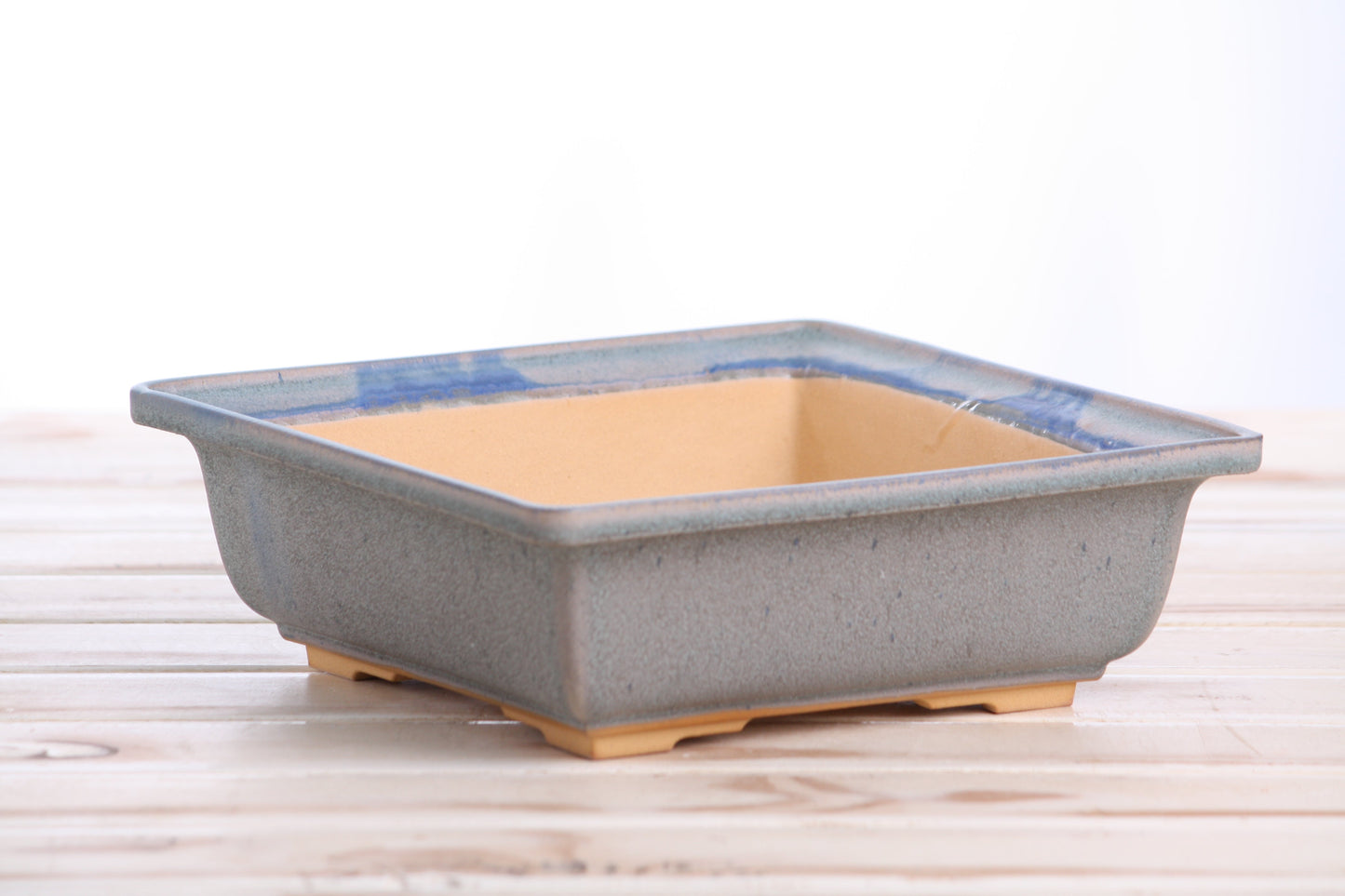 Willow Bonsai Ceramics Square Bonsai Pot 8 Inch – Low‑Profile Square Ceramic Bonsai & Succulent Planter with Accentuated Rim, High‑Fired Frost‑Proof Stoneware, Handmade in USA (Ocean)