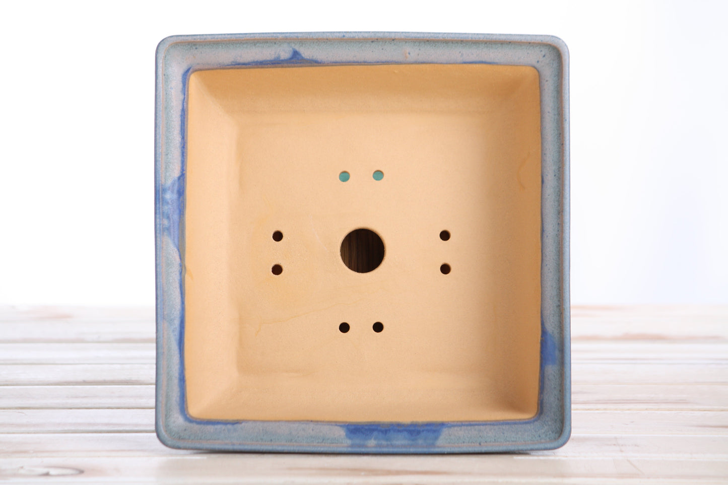 Willow Bonsai Ceramics Square Bonsai Pot 8 Inch – Low‑Profile Square Ceramic Bonsai & Succulent Planter with Accentuated Rim, High‑Fired Frost‑Proof Stoneware, Handmade in USA (Ocean)