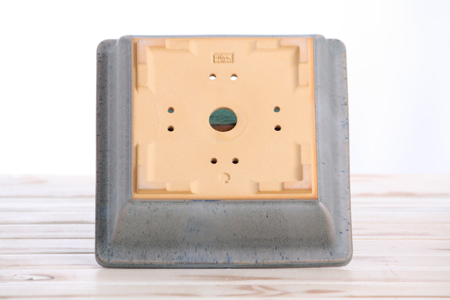 Willow Bonsai Ceramics Square Bonsai Pot 8 Inch – Low‑Profile Square Ceramic Bonsai & Succulent Planter with Accentuated Rim, High‑Fired Frost‑Proof Stoneware, Handmade in USA (Ocean)