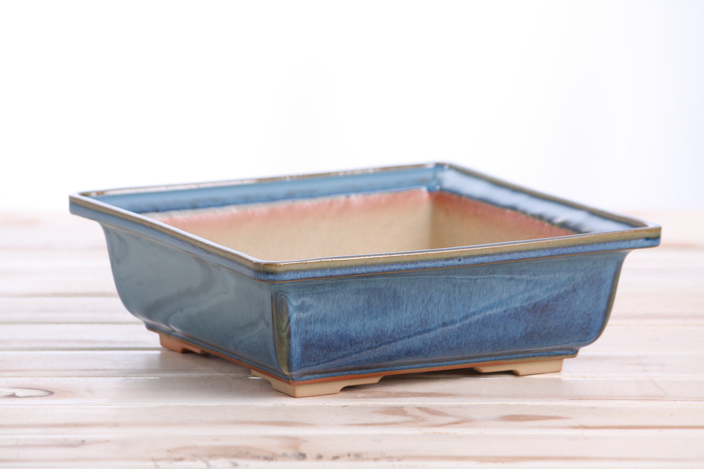 Willow Bonsai Ceramics Square Bonsai Pot 8 Inch – Low‑Profile Square Ceramic Bonsai & Succulent Planter with Accentuated Rim, High‑Fired Frost‑Proof Stoneware, Handmade in USA (Peacock 2025)