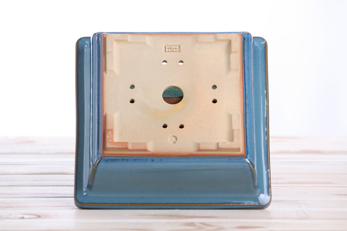 Willow Bonsai Ceramics Square Bonsai Pot 8 Inch – Low‑Profile Square Ceramic Bonsai & Succulent Planter with Accentuated Rim, High‑Fired Frost‑Proof Stoneware, Handmade in USA (Peacock 2025)