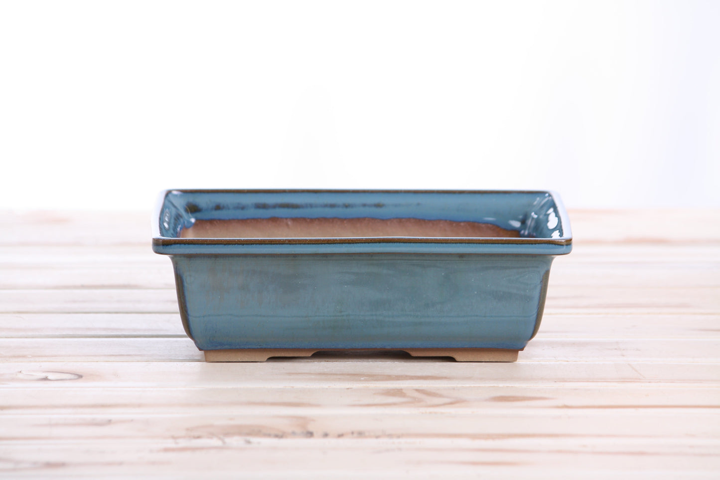 Willow Bonsai Ceramics Rectangle Bonsai Pot 8 Inch – Lower‑Profile Rectangular Ceramic Bonsai & Succulent Planter with Accentuated Rim, High‑Fired Frost‑Proof Stoneware, Handmade in USA (Peacock)