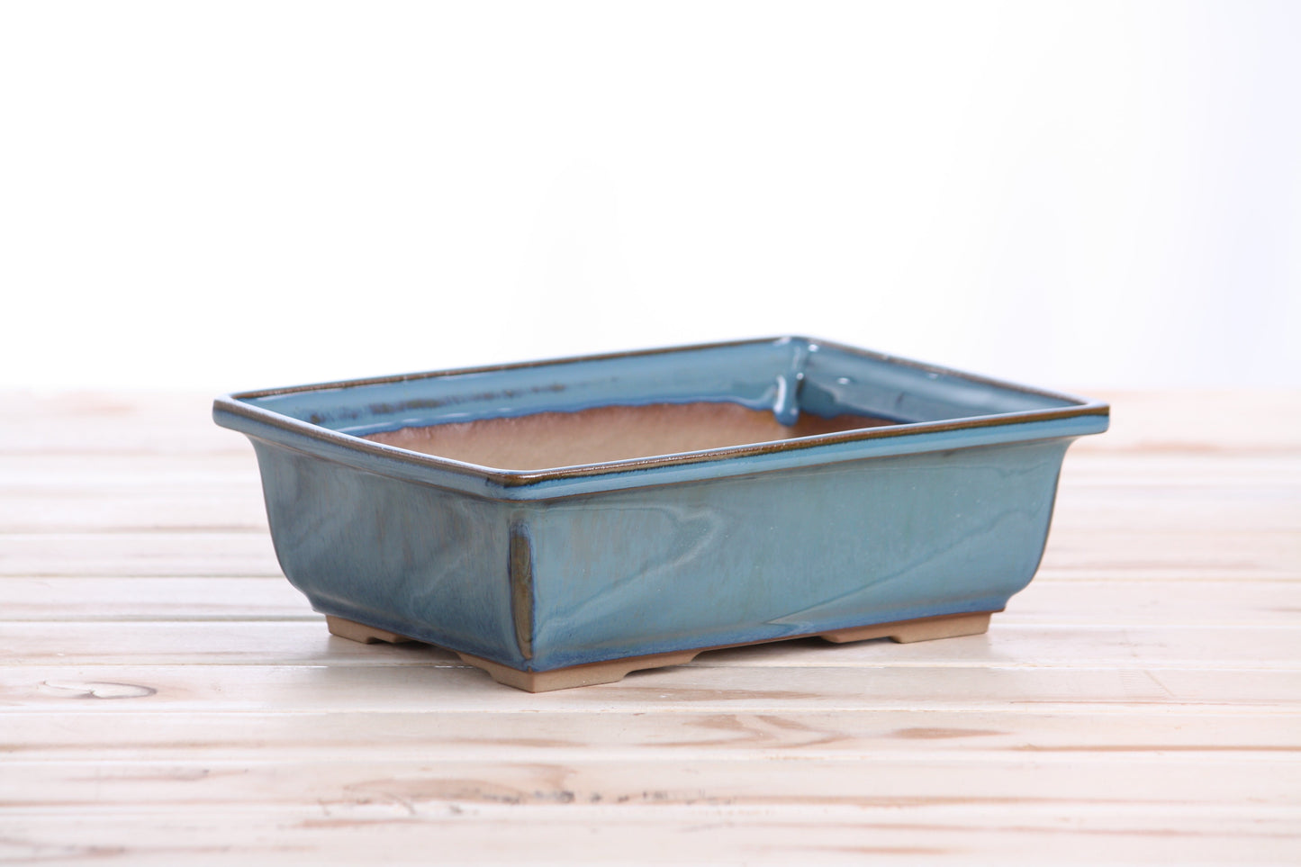 Willow Bonsai Ceramics Rectangle Bonsai Pot 8 Inch – Lower‑Profile Rectangular Ceramic Bonsai & Succulent Planter with Accentuated Rim, High‑Fired Frost‑Proof Stoneware, Handmade in USA (Peacock)