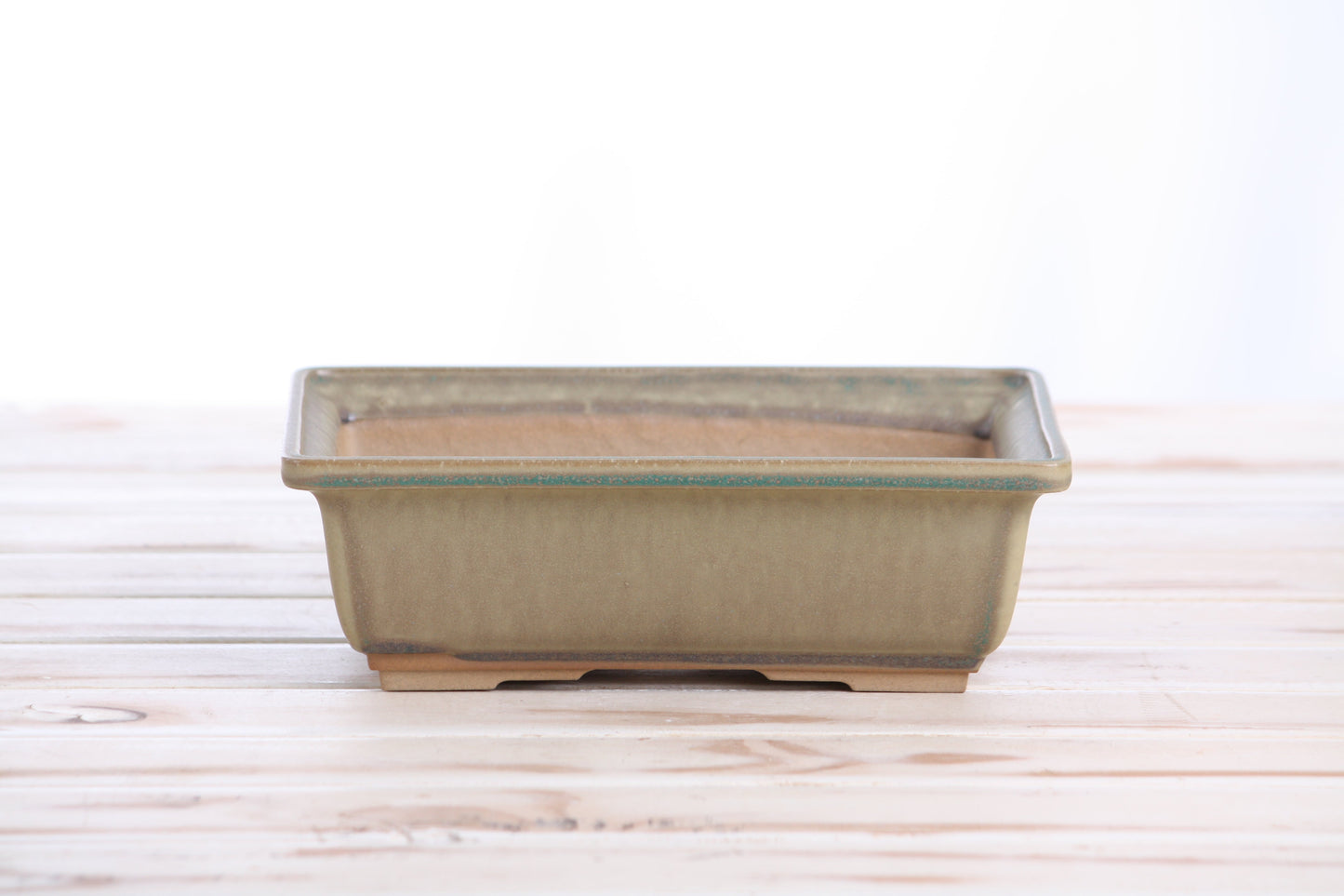 Willow Bonsai Ceramics Rectangle Bonsai Pot 8 Inch – Lower‑Profile Rectangular Ceramic Bonsai & Succulent Planter with Accentuated Rim, High‑Fired Frost‑Proof Stoneware, Handmade in USA (Speckled Moss)