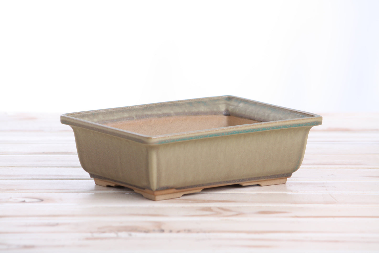 Willow Bonsai Ceramics Rectangle Bonsai Pot 8 Inch – Lower‑Profile Rectangular Ceramic Bonsai & Succulent Planter with Accentuated Rim, High‑Fired Frost‑Proof Stoneware, Handmade in USA (Speckled Moss)