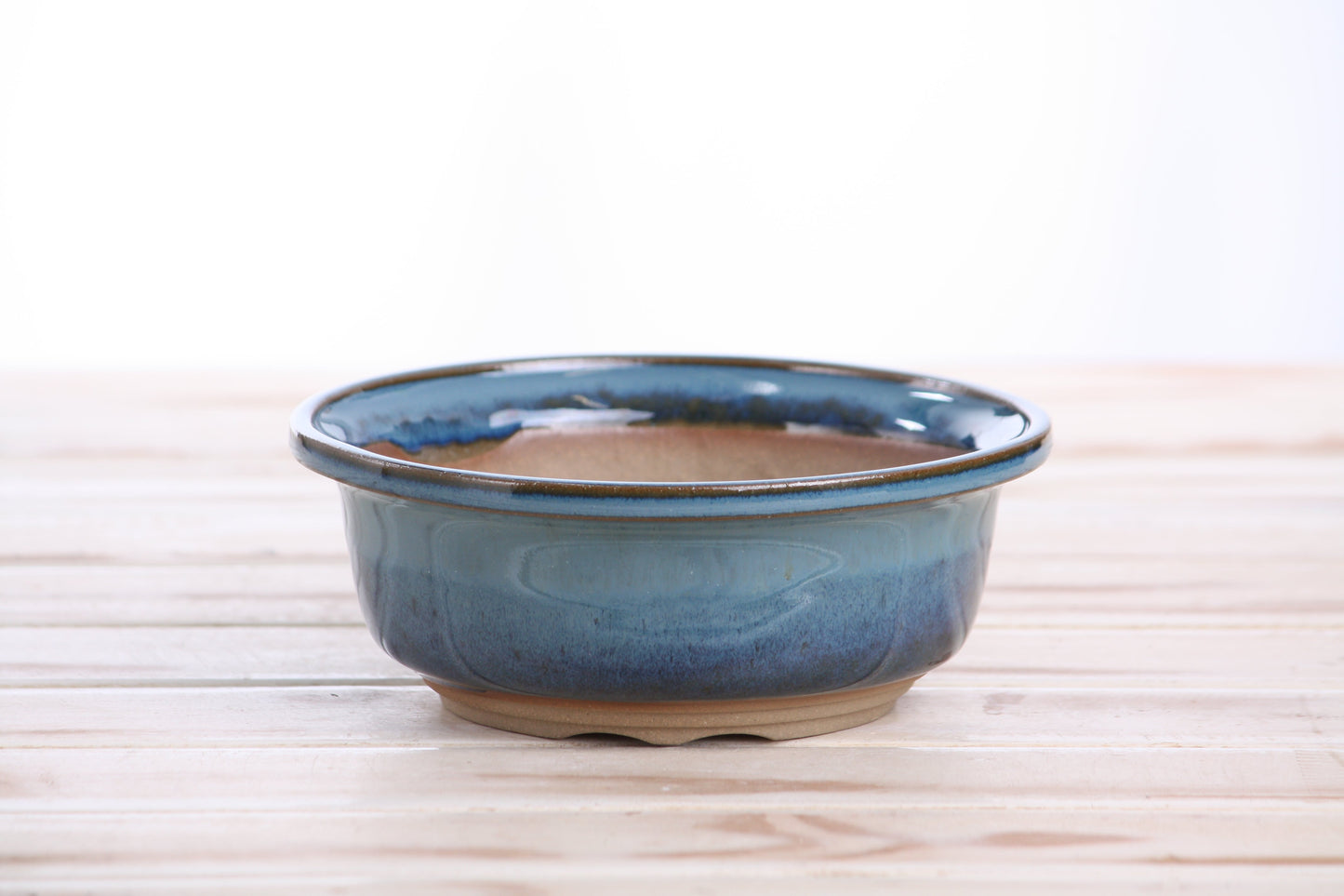 Willow Bonsai Ceramics Round Bonsai Pot 6 Inch – Round Ceramic Bonsai & Succulent Planter with Accentuated Rim and Sculpted Foot Ring, High‑Fired Frost‑Proof Stoneware, Handmade in USA (Peacock)