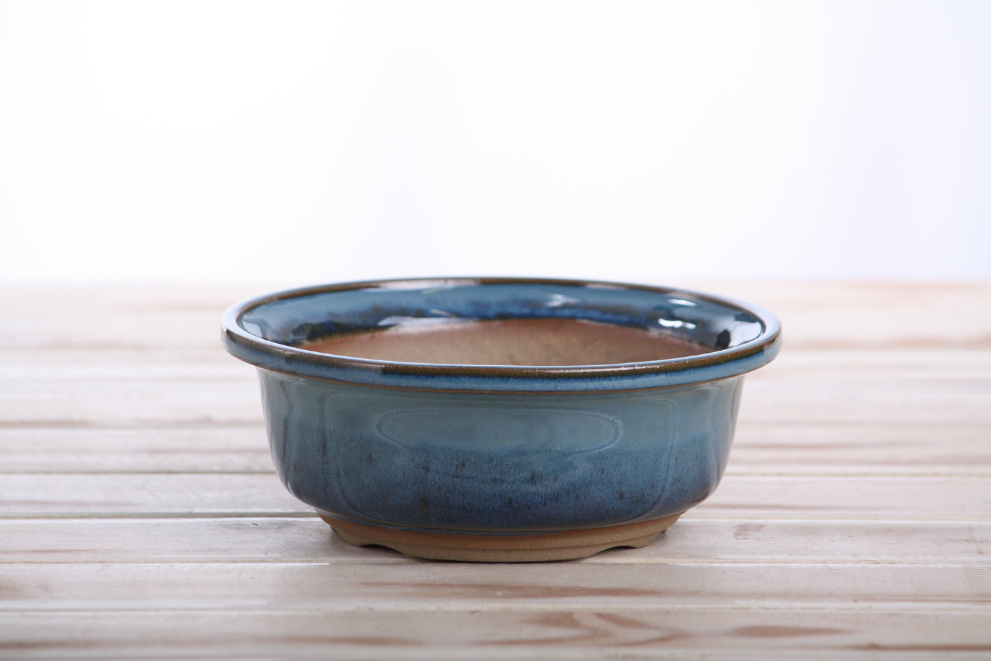 Willow Bonsai Ceramics Round Bonsai Pot 6 Inch – Round Ceramic Bonsai & Succulent Planter with Accentuated Rim and Sculpted Foot Ring, High‑Fired Frost‑Proof Stoneware, Handmade in USA (Peacock)