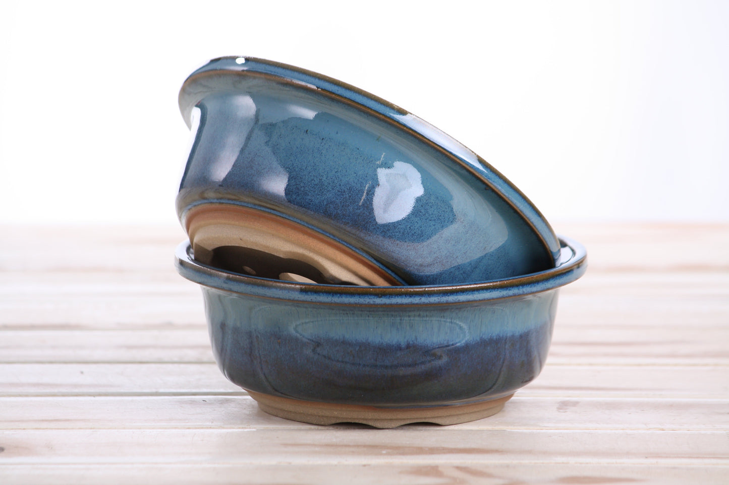Willow Bonsai Ceramics Round Bonsai Pot 6 Inch – Round Ceramic Bonsai & Succulent Planter with Accentuated Rim and Sculpted Foot Ring, High‑Fired Frost‑Proof Stoneware, Handmade in USA (Peacock)