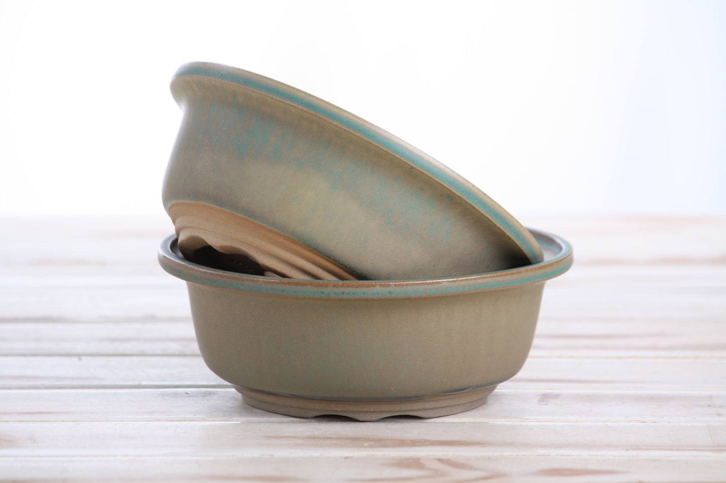 Willow Bonsai Ceramics Round Bonsai Pot 6 Inch – Round Ceramic Bonsai & Succulent Planter with Accentuated Rim and Sculpted Foot Ring, High‑Fired Frost‑Proof Stoneware, Handmade in USA (Speckled Moss)
