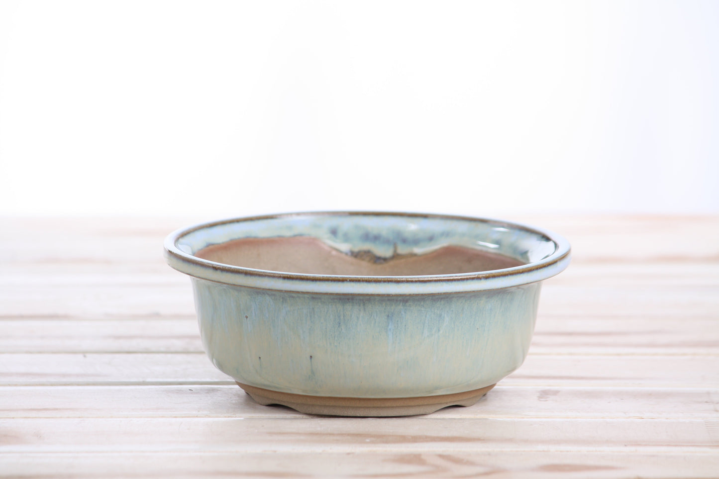 Willow Bonsai Ceramics Round Bonsai Pot 6 Inch – Round Ceramic Bonsai & Succulent Planter with Accentuated Rim and Sculpted Foot Ring, High‑Fired Frost‑Proof Stoneware, Handmade in USA (Glacier)