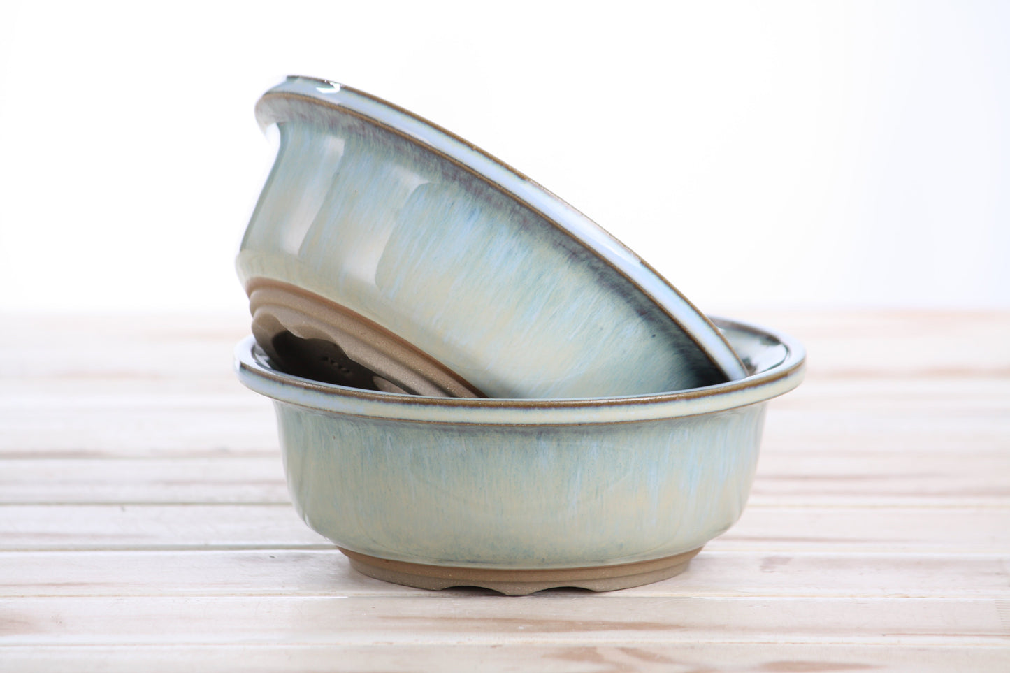 Willow Bonsai Ceramics Round Bonsai Pot 6 Inch – Round Ceramic Bonsai & Succulent Planter with Accentuated Rim and Sculpted Foot Ring, High‑Fired Frost‑Proof Stoneware, Handmade in USA (Glacier)