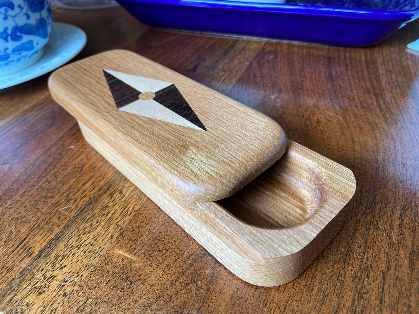 Handcrafted Keepsake Box/Wood Inlay - 8.25" x 3.25"