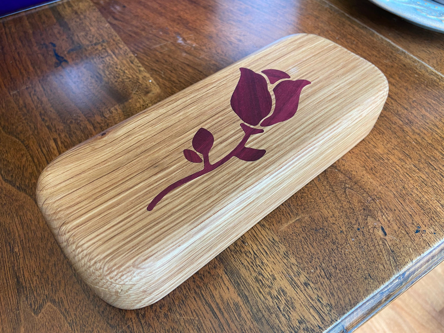 Handcrafted Keepsake Box/Wood Inlay - 8.25" x 3.25"