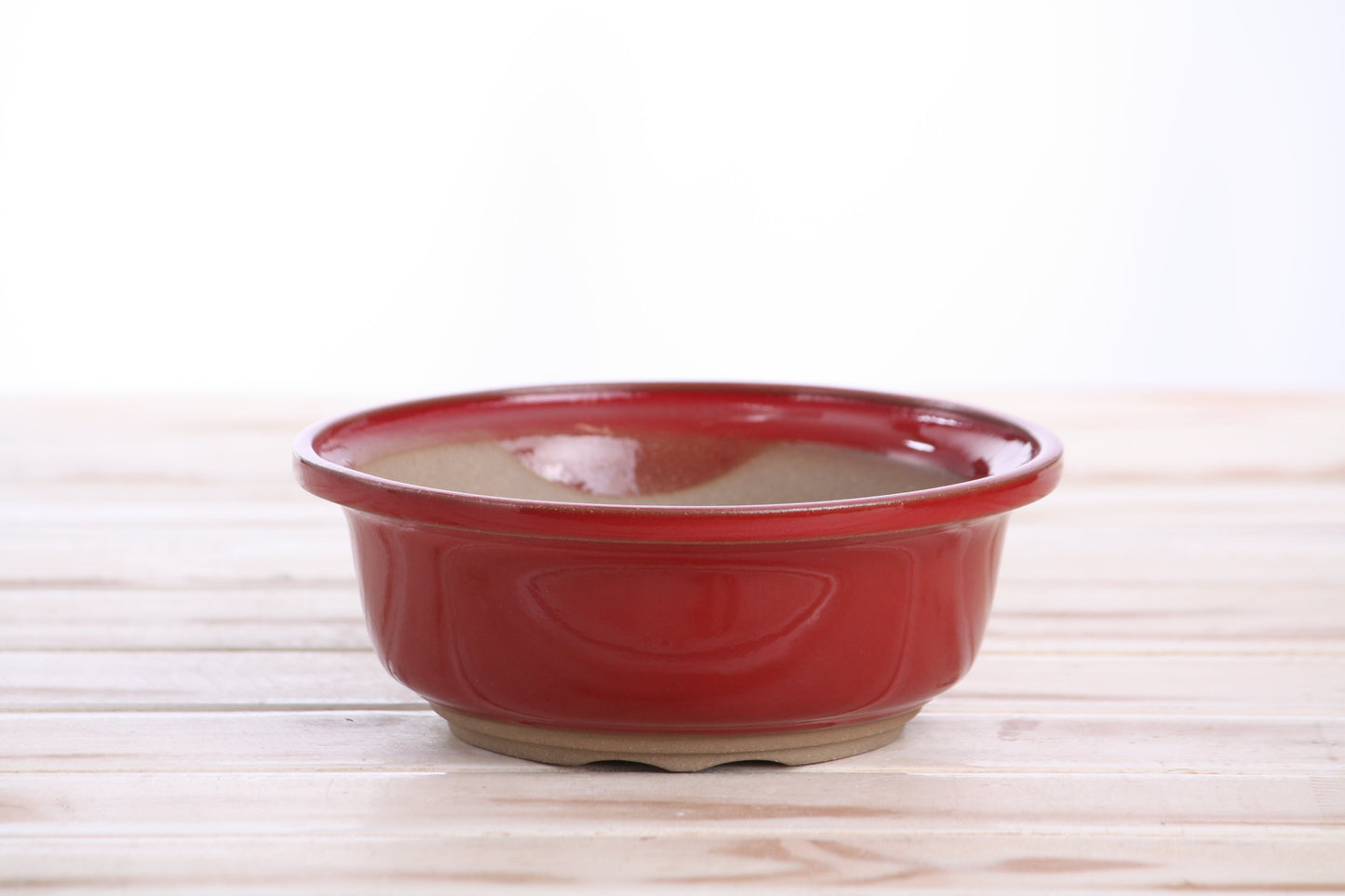 Willow Bonsai Ceramics Round Bonsai Pot 6 Inch – Round Ceramic Bonsai & Succulent Planter with Accentuated Rim and Sculpted Foot Ring, High‑Fired Frost‑Proof Stoneware, Handmade in USA (Red)