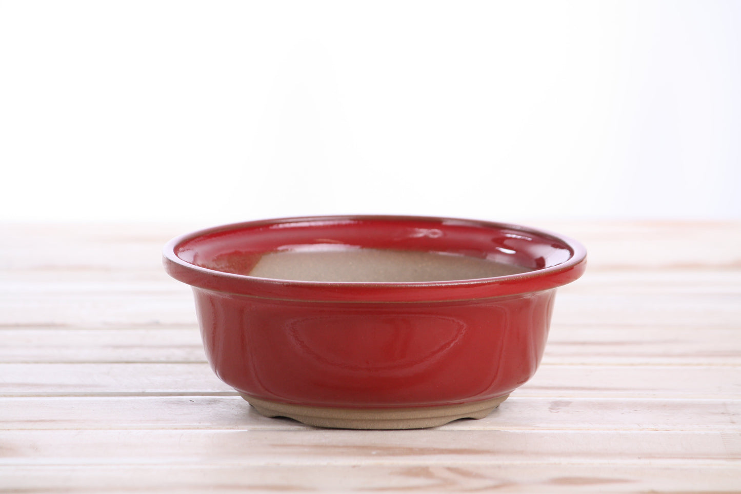 Willow Bonsai Ceramics Round Bonsai Pot 6 Inch – Round Ceramic Bonsai & Succulent Planter with Accentuated Rim and Sculpted Foot Ring, High‑Fired Frost‑Proof Stoneware, Handmade in USA (Red)