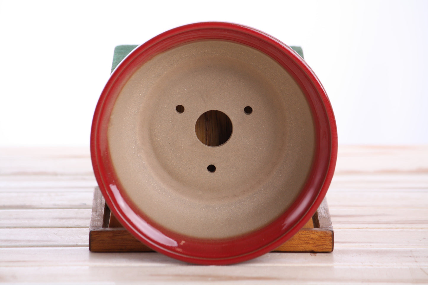 Willow Bonsai Ceramics Round Bonsai Pot 6 Inch – Round Ceramic Bonsai & Succulent Planter with Accentuated Rim and Sculpted Foot Ring, High‑Fired Frost‑Proof Stoneware, Handmade in USA (Red)