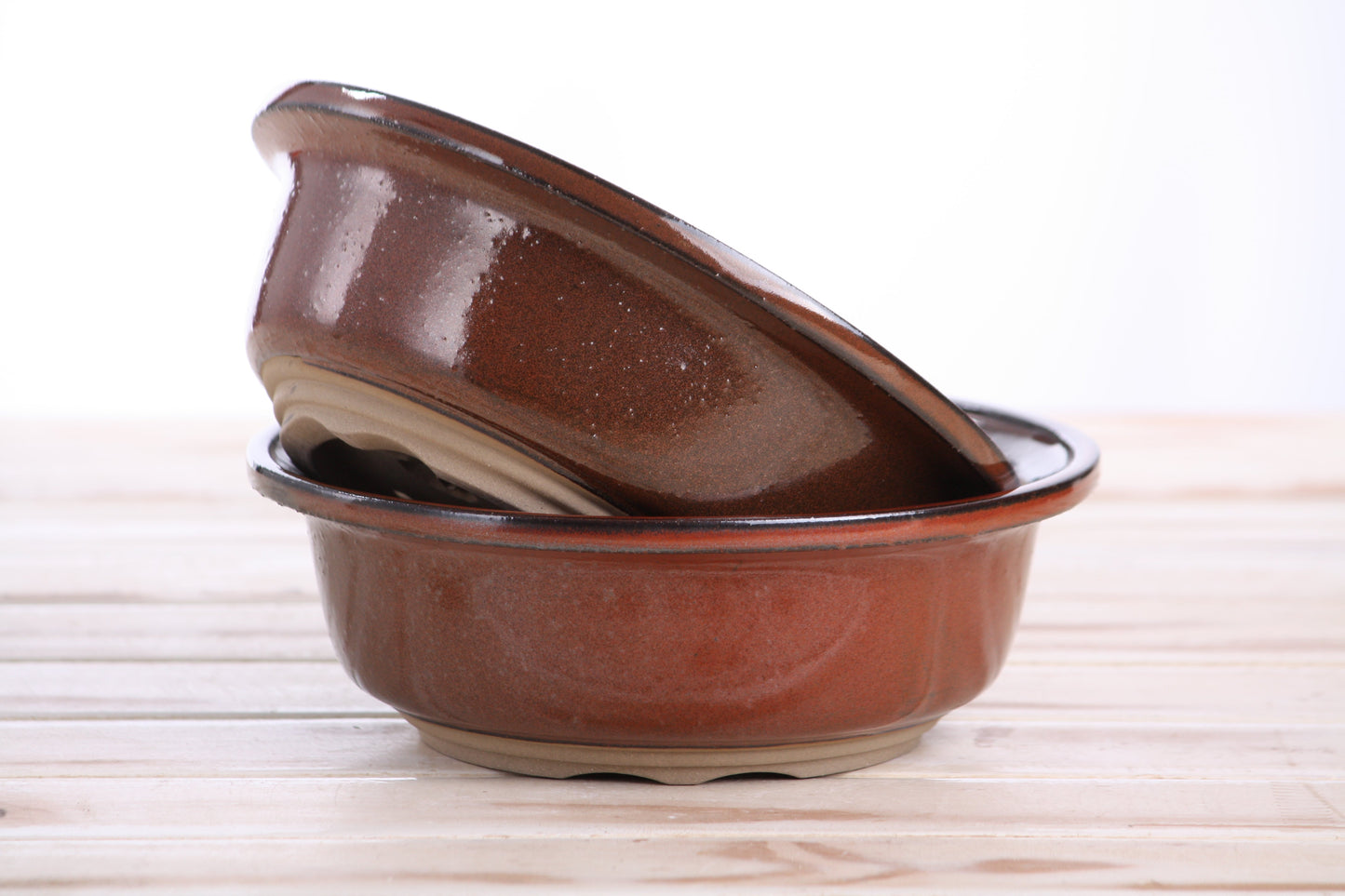 Willow Bonsai Ceramics Round Bonsai Pot 7 Inch – Round Ceramic Bonsai & Succulent Planter with Accentuated Rim and Sculpted Foot Ring, High‑Fired Frost‑Proof Stoneware, Handmade in USA (Sunset)