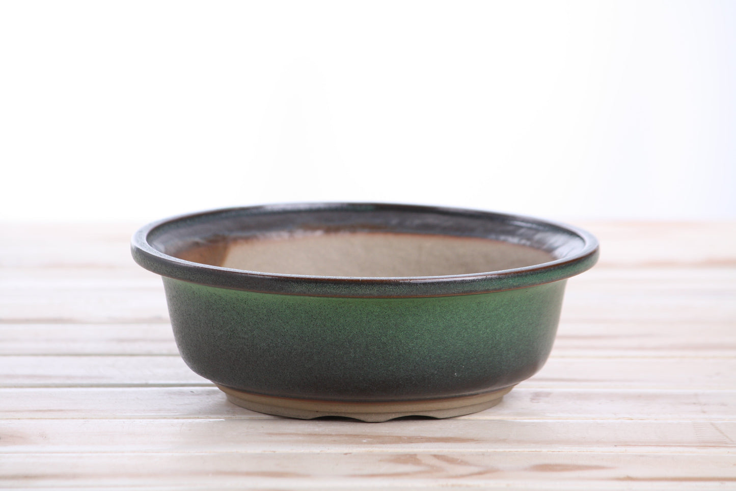Willow Bonsai Ceramics Round Bonsai Pot 7 Inch – Round Ceramic Bonsai & Succulent Planter with Accentuated Rim and Sculpted Foot Ring, High‑Fired Frost‑Proof Stoneware, Handmade in USA (Avocado)