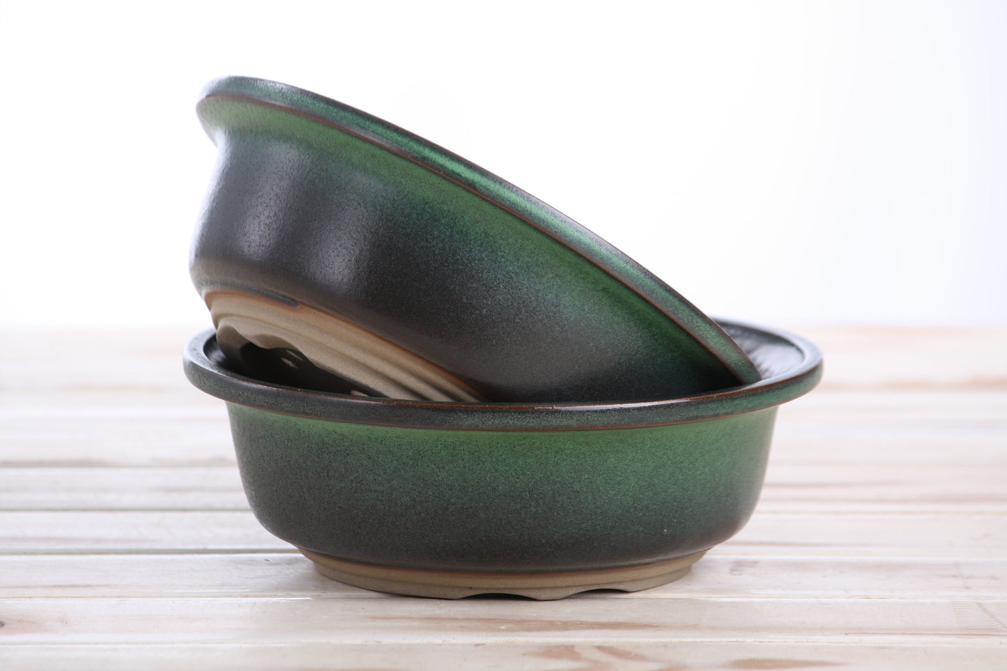 Willow Bonsai Ceramics Round Bonsai Pot 7 Inch – Round Ceramic Bonsai & Succulent Planter with Accentuated Rim and Sculpted Foot Ring, High‑Fired Frost‑Proof Stoneware, Handmade in USA (Avocado)