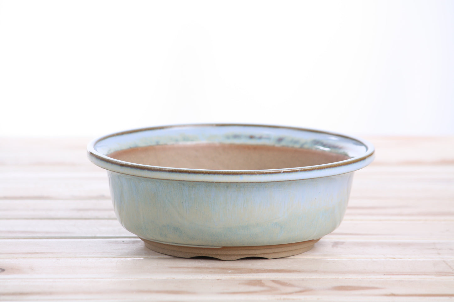 Willow Bonsai Ceramics Round Bonsai Pot 7 Inch – Round Ceramic Bonsai & Succulent Planter with Accentuated Rim and Sculpted Foot Ring, High‑Fired Frost‑Proof Stoneware, Handmade in USA (Glacier)
